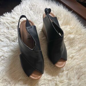 Unlisted Black Open-Toe Slingback Wedge Sandals